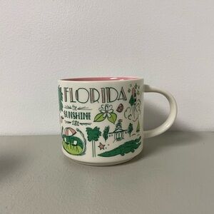 Starbucks Florida Sunshine State Mug - White with Green & Pink Interior